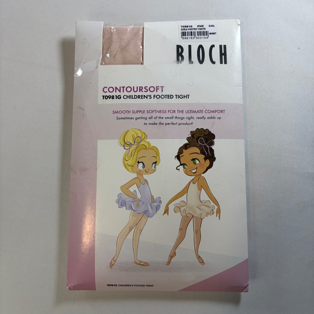 Bloch ContourSoft T0981G Childrens Footed Tights Pink Large Ballet Dance